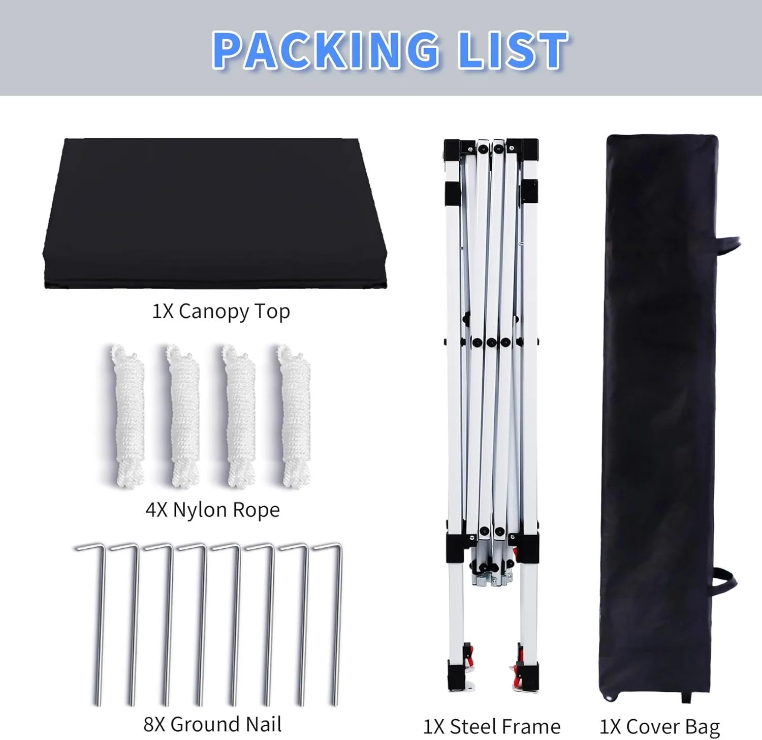 Pop Up Canopy 8X8 FT,Portable Sun Instant Shelter w/Backpack Bag,Waterproof,Adjustable Straight Leg Heights Canopies,Outdoor Tents for Parties,Camping,Commercial Event,Black