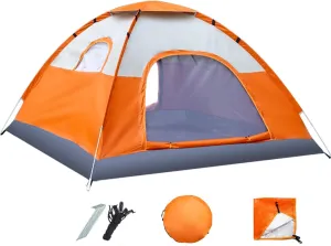 Pop Up Portable Beach Tent, Outdoor Instant Camping Tent with 2 Doors and 2 Windows, Sun Protection UPF50 , Canopy Shelter for Picnic, Beach, Camping (Color : Orange, Size : for 1-3 Person)