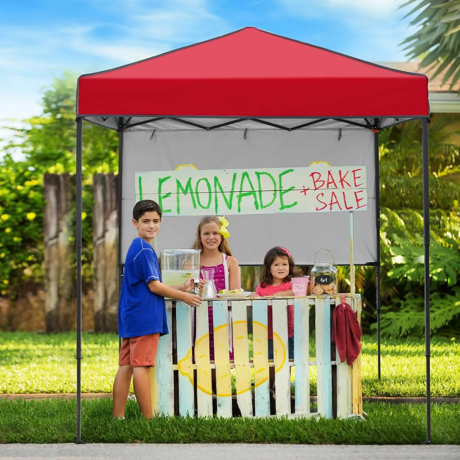 Pop up Portable Canopy Tent 6'x4', Instant Folding Sun Shelter with Carry Bag, Red