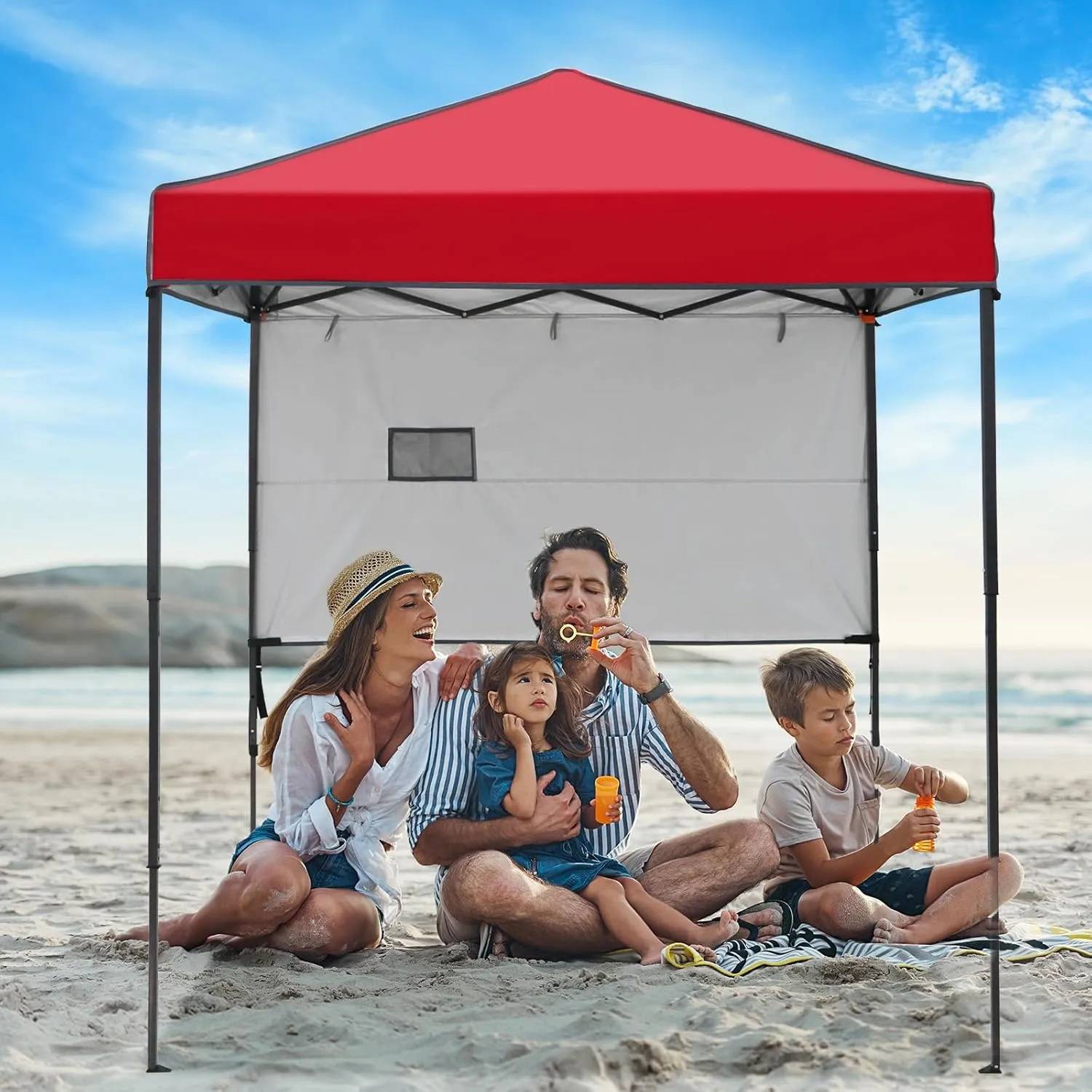 Pop up Portable Canopy Tent 6'x4', Instant Folding Sun Shelter with Carry Bag, Red