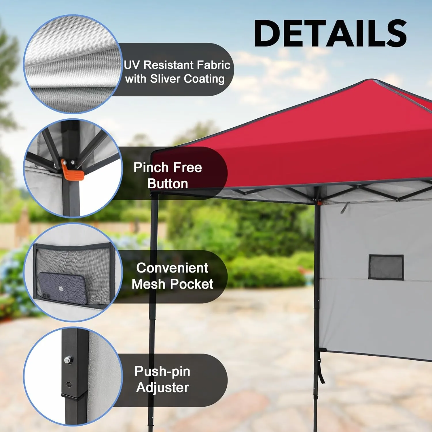 Pop up Portable Canopy Tent 6'x4', Instant Folding Sun Shelter with Carry Bag, Red