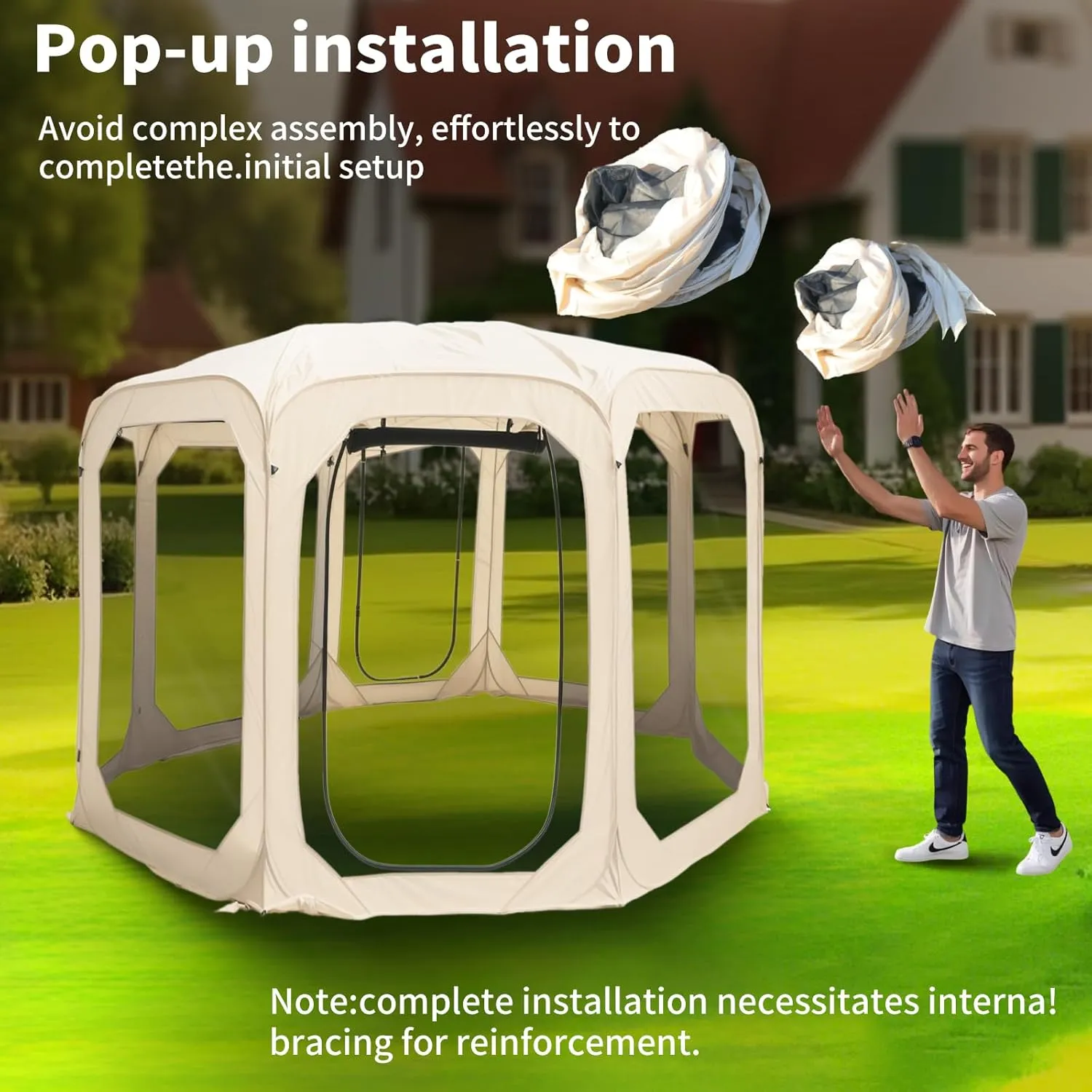 Pop-Up Screen House Tent Portable Canopy with Mosquito Net Outdoor Room Perfect for Patio Backyard Gazebo Picnic Mesh.