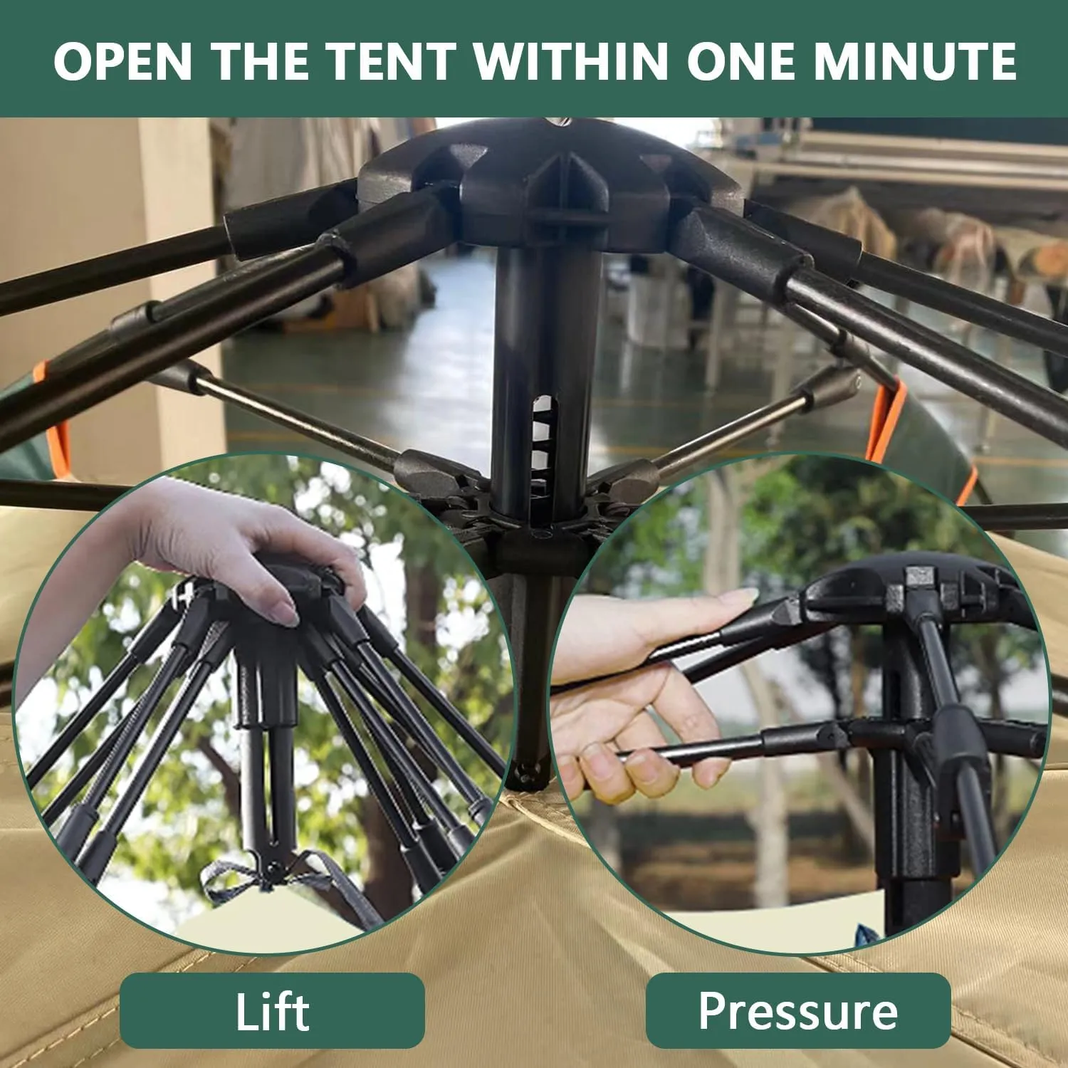 Pop up Tent Automatic 2/3 Person Camping Tent, Quick-Opening, Rainproof, Sunshine-Proof, Portable for Fishing, Hiking, Mountaineering, Hunting