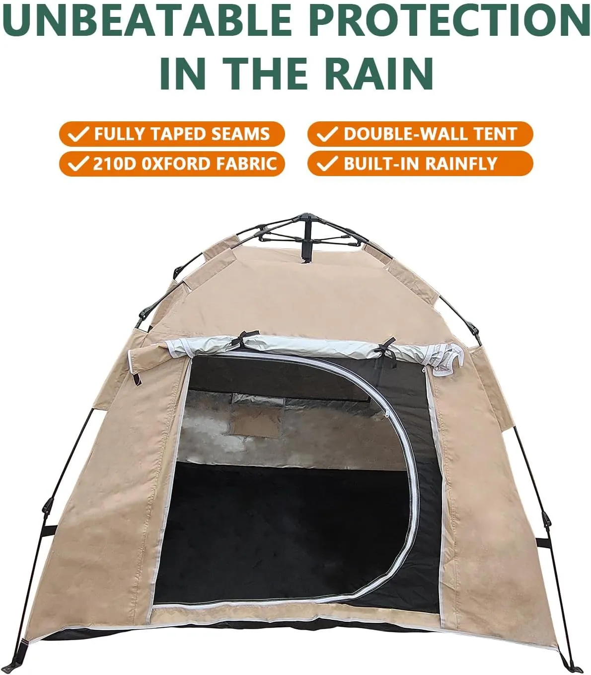 Pop up Tent Automatic 2/3 Person Camping Tent, Quick-Opening, Rainproof, Sunshine-Proof, Portable for Fishing, Hiking, Mountaineering, Hunting