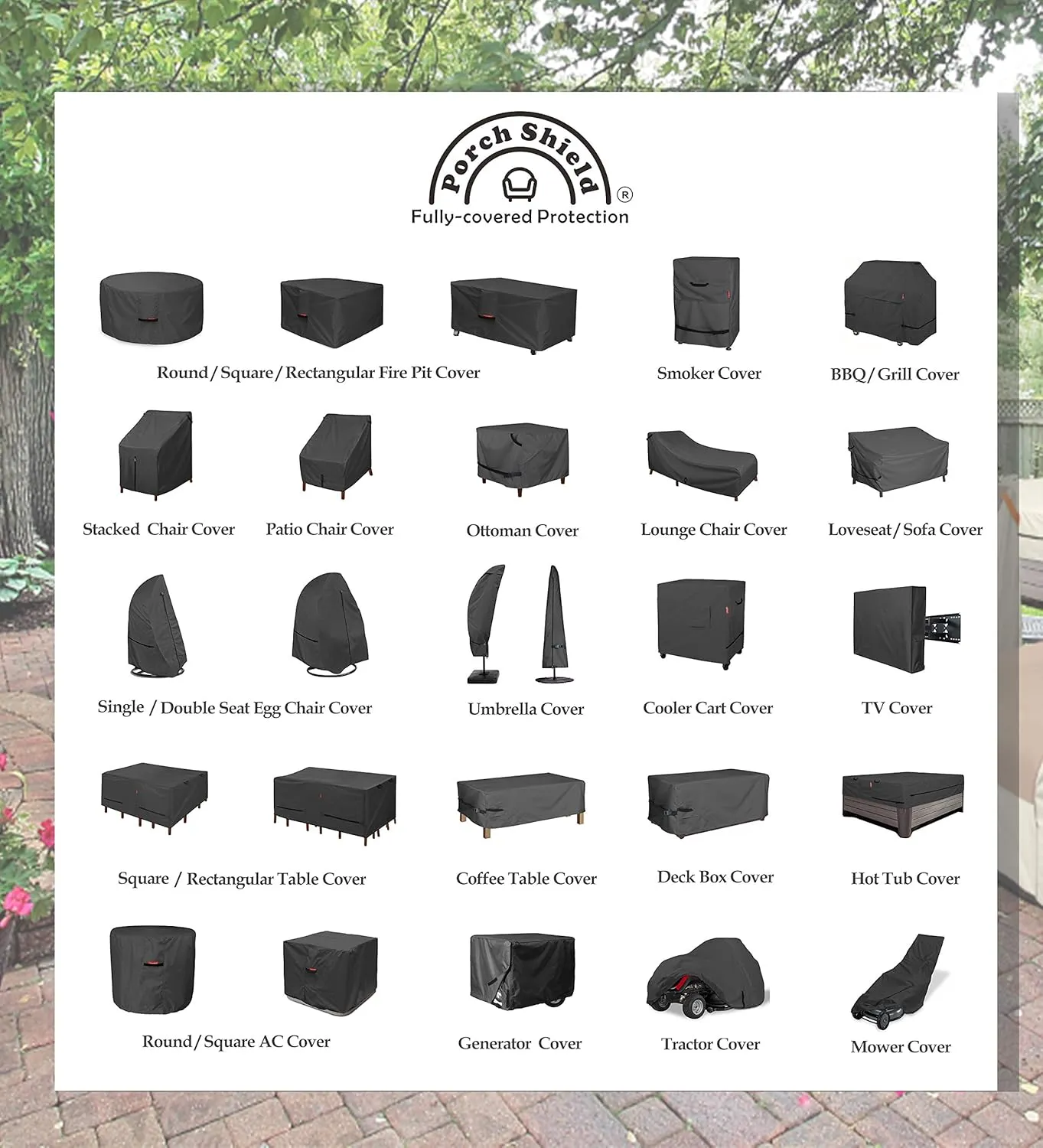 Porch Shield 40 Inch Electric Smoker Cover for Masterbuilt Smoker, Waterproof Heavy Duty Outdoor Smoker Grill Covers 24W x 18D x 40H inch, Black