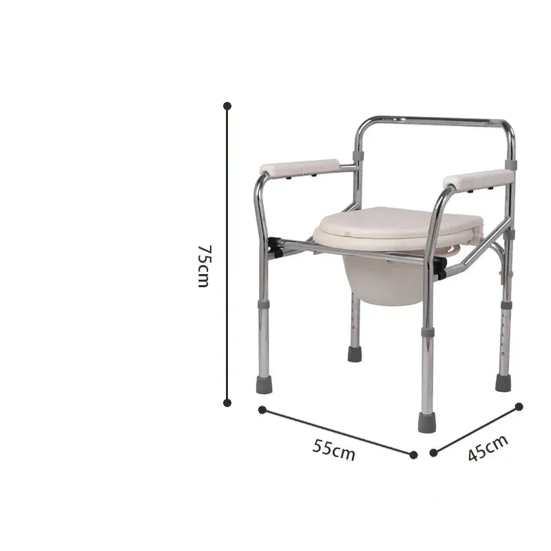 Portable Bedside Potty & Shower Chair for Adults – Foldable Bathroom Stool with Handrails