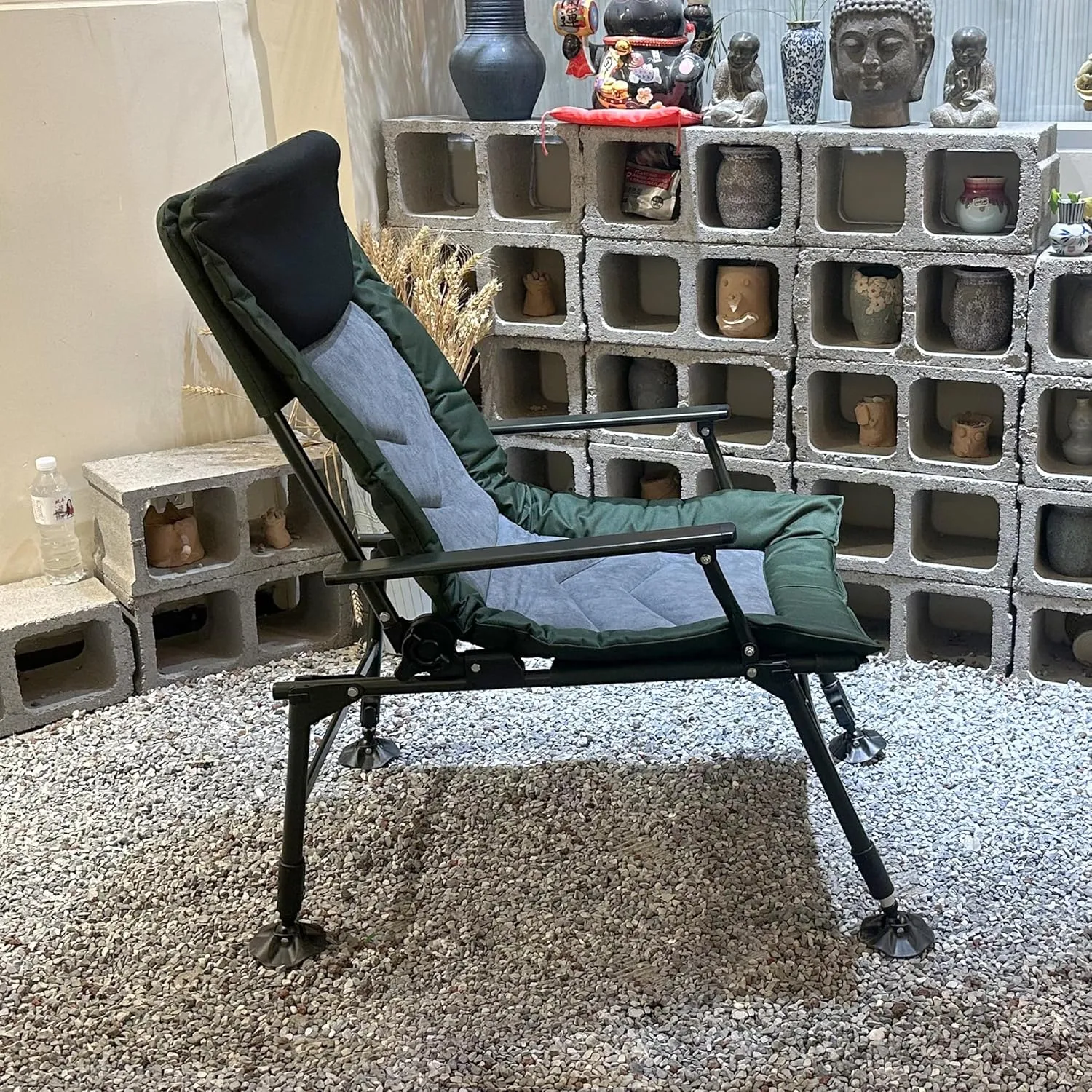 Portable Camping Chair, Folding Reclining Camping Lounge Chair, Adjustable Backrest Outdoor Chair for Camping, Hiking, Fishing