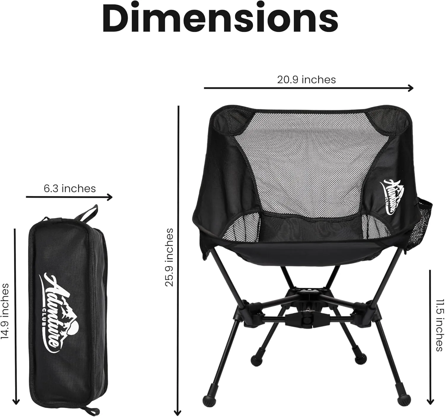 Portable Camping Chair - Lightweight, Compact, Foldable & Sturdy | Backpacking Chair for Camping, Hiking, Beach, Tailgates and More | 330 Lbs Capacity