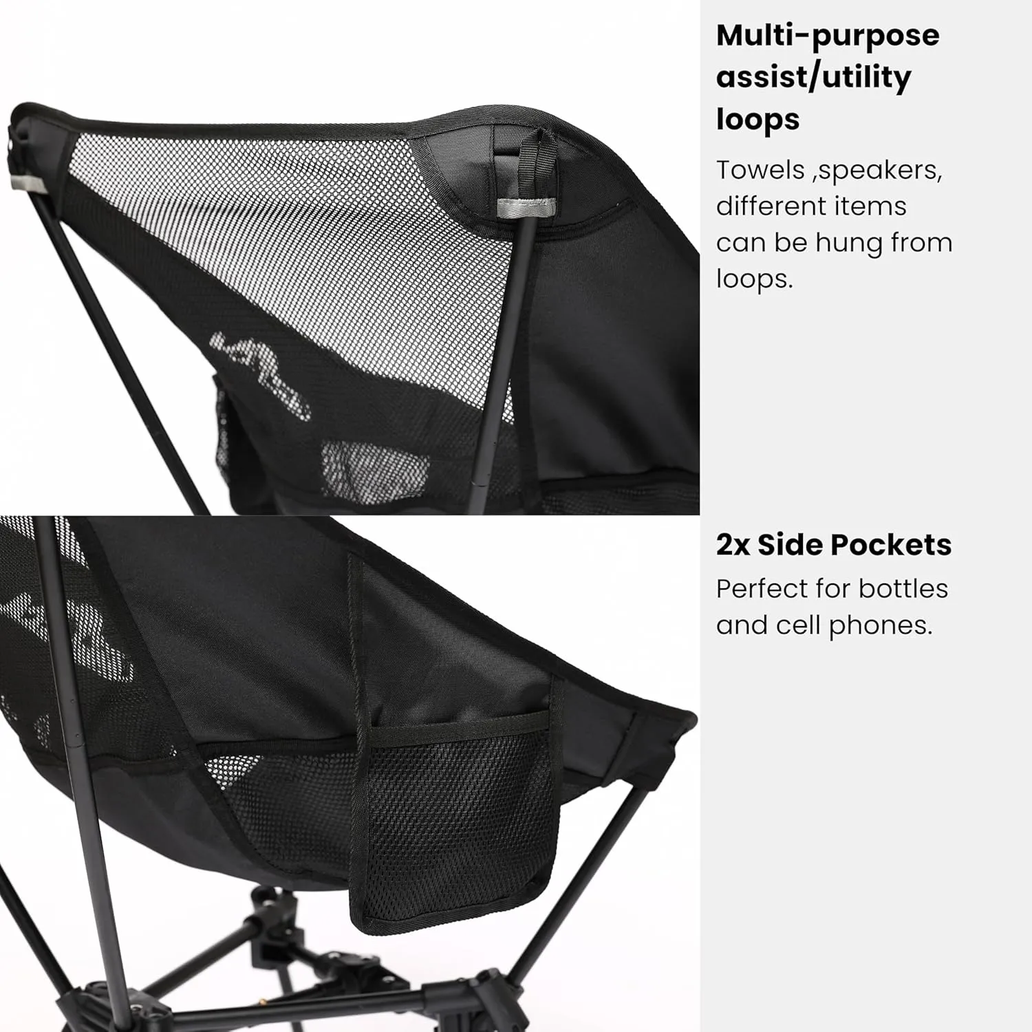 Portable Camping Chair - Lightweight, Compact, Foldable & Sturdy | Backpacking Chair for Camping, Hiking, Beach, Tailgates and More | 330 Lbs Capacity