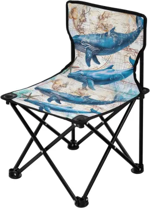 Portable Camping Folding Chairs Foldable Chair Small Whale World Map Lightweight Backpacking Outdoor Outside Fishing