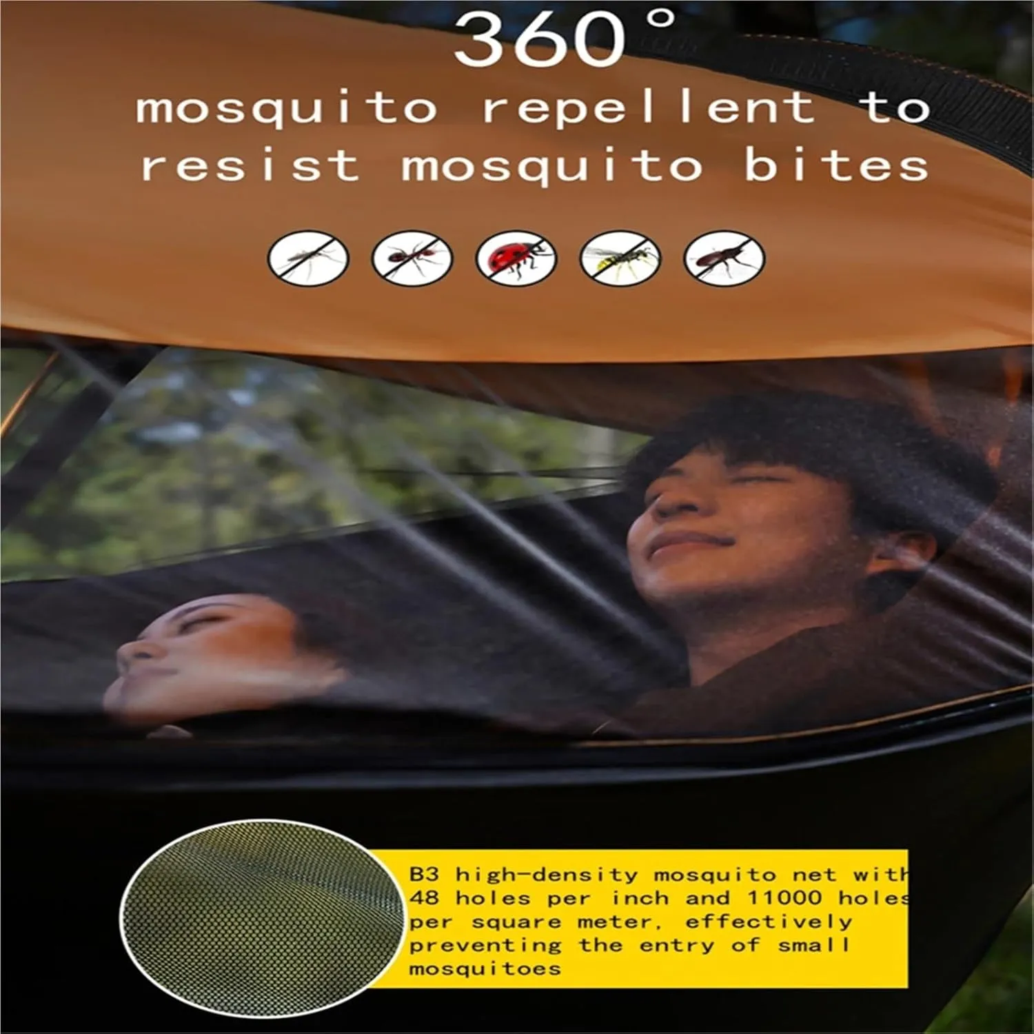 Portable Camping Mosquito Net Hammocks with Awning Anti-Rollover Outdoor Tourist Sleeping Hanging Hammock Swing(Gray)