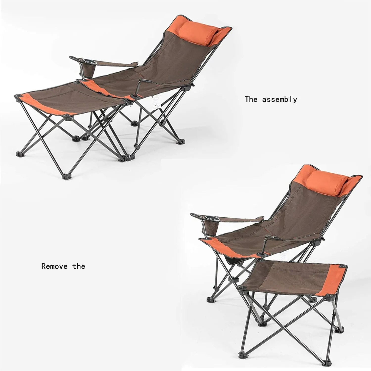 Portable Chair with Footrest Materials,Reclining and Sitting,Camping Chairs,Suitable for Beachespicnicsetc,Bearing 220 Pounds