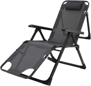 Portable Chaise Lounge Chair Lightweight Reclining Lounger, Foldable Office Recliners Chairs w/Headrest, Sun Loungers Deck Chair for Outdoor Patio Beach Lawn Camping Pool Backyard