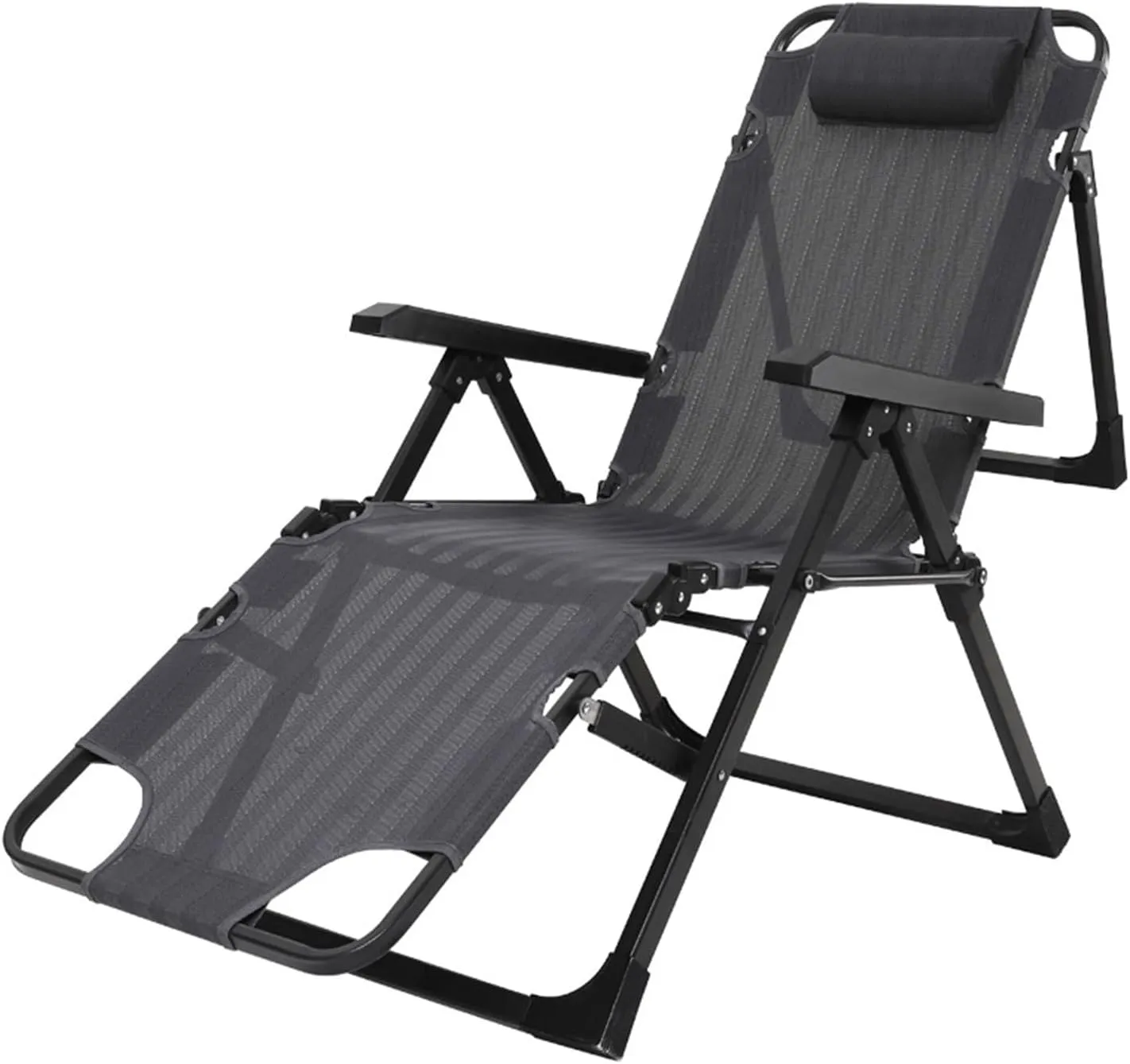 Portable Chaise Lounge Chair Lightweight Reclining Lounger, Foldable Office Recliners Chairs w/Headrest, Sun Loungers Deck Chair for Outdoor Patio Beach Lawn Camping Pool Backyard