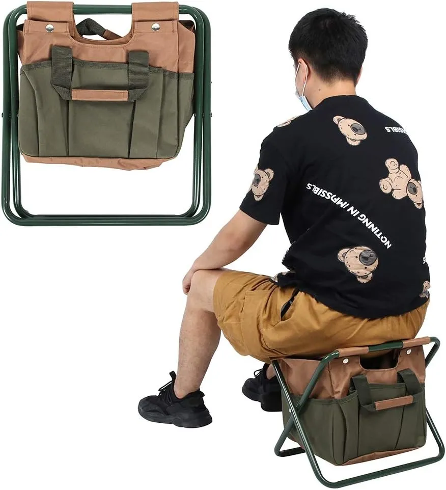 Portable Foldable Camping Chair with Storage Bag, Lightweight Backrest Stool Compact Folding Chair Seat,Outdoor Backrest Stool for Camping Hunting Fishing Hiking