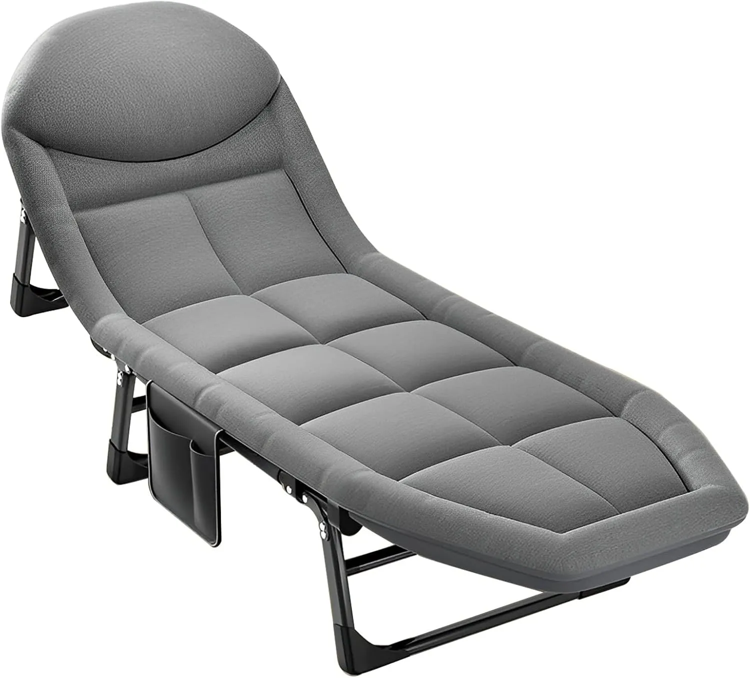 Portable Folding Camping Cot Bed, Adjustable Lounge Chair Outdoor Reclining Chaise, 78"x24" Sleeping Cot Chair for Travel and Office (Color : Dark Gray)