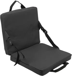Portable Folding Stadium Seat with Back Support, Compact and Light, Multifunctional Floor Chair for Indoor or Outdoor (Black)