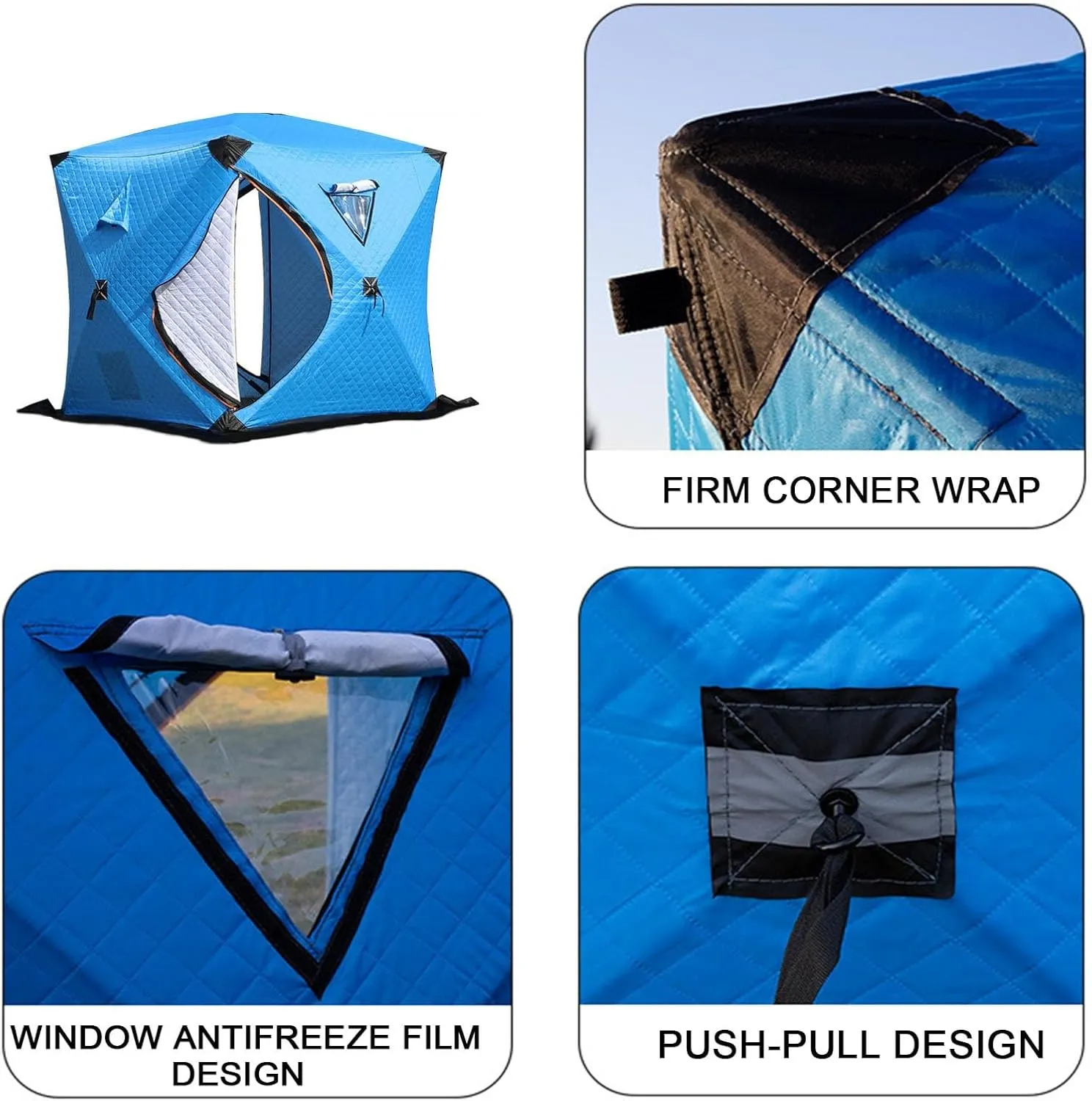 Portable Ice Fishing Shanty, Waterproof Thick Warm Cotton Tent with Ventilation Hole, Fully Insulated Ice Fishing Shelter Tent for Camping Hiking Fishing