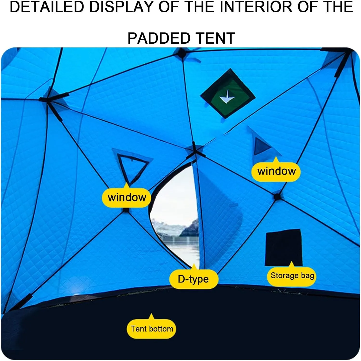 Portable Ice Fishing Shanty, Waterproof Thick Warm Cotton Tent with Ventilation Hole, Fully Insulated Ice Fishing Shelter Tent for Camping Hiking Fishing