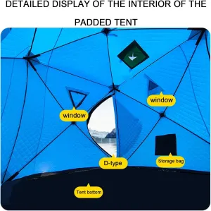 Portable Ice Fishing Shanty, Waterproof Thick Warm Cotton Tent with Ventilation Hole, Fully Insulated Ice Fishing Shelter Tent for Camping Hiking Fishing