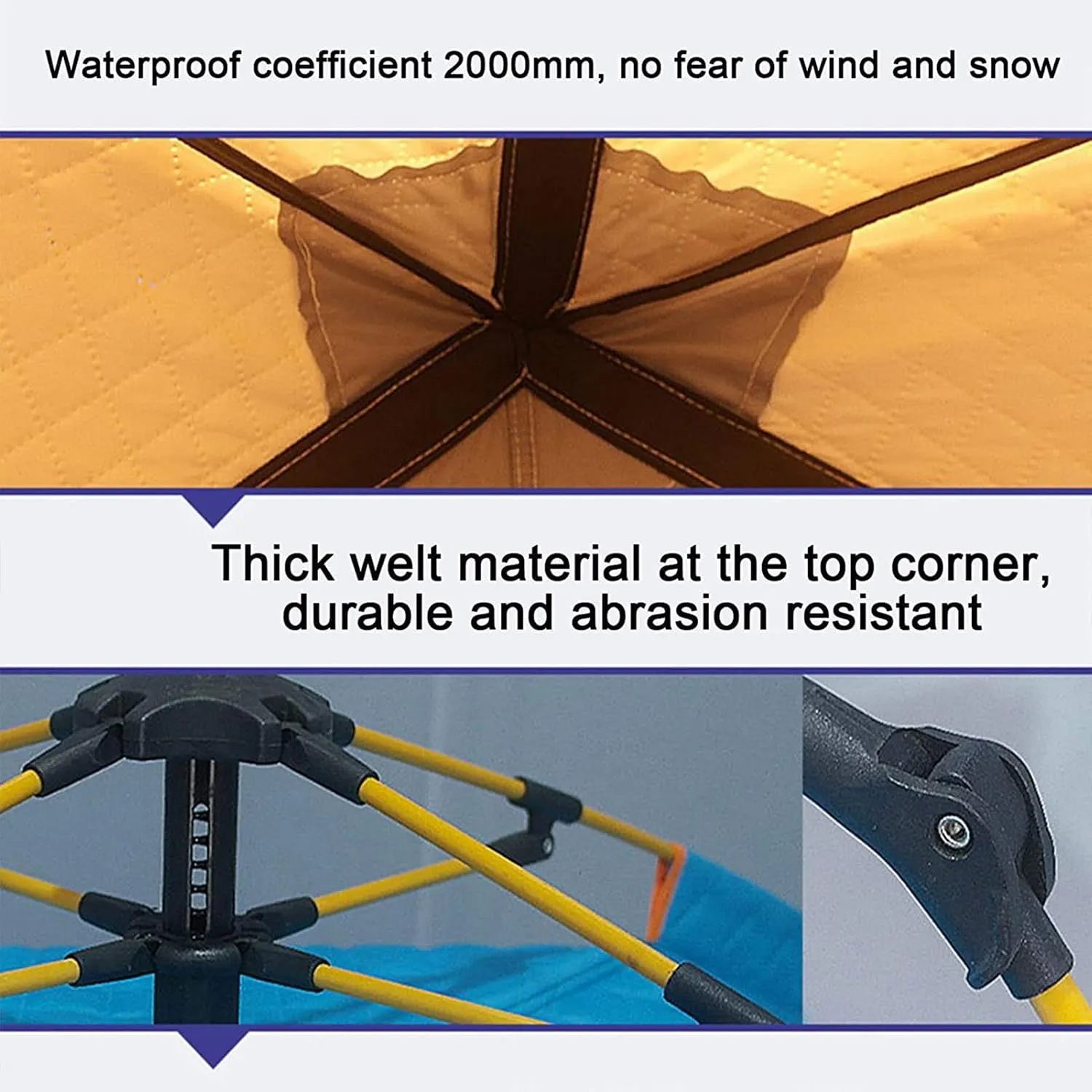 Portable Ice Fishing Shelter with Bag Water-Repellent and Wind-Resistant Quick Fishing Tent for 3-4 Person Portable Ice Fishing Tent