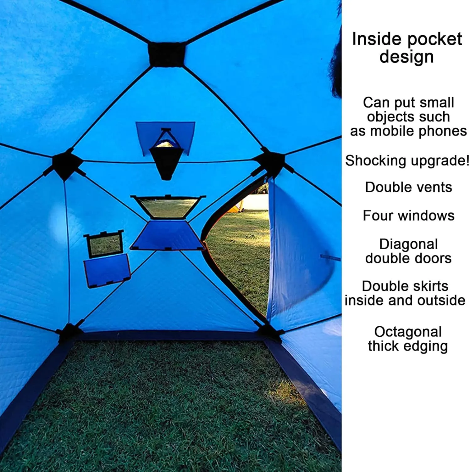 Portable Ice Fishing Shelter with Bag Water-Repellent and Wind-Resistant Quick Fishing Tent for 3-4 Person Portable Ice Fishing Tent