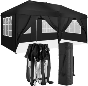 Portable Outdoor Folding Canopy Tent with Removable Sidewalls, Easy Set Up for Events, 10'x20', Black
