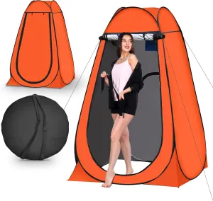 Portable Pop Up Privacy Tent, Outdoor Camping Bathroom Toilet Shower Tent Spacious Dressing Changing Room for Hiking Beach Picnic Fishing, Instant Rain Shelter with Carrying Bag-