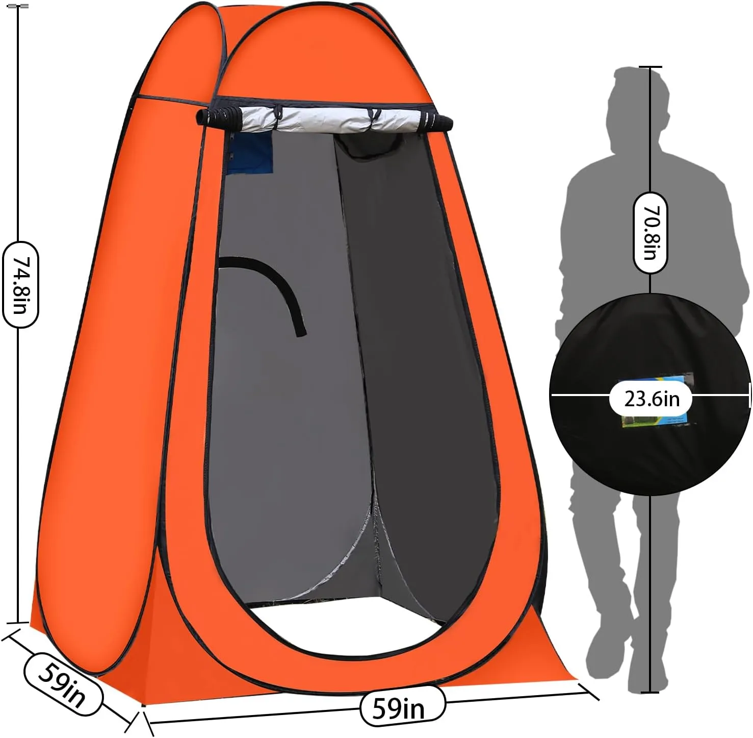 Portable Pop Up Privacy Tent, Outdoor Camping Bathroom Toilet Shower Tent Spacious Dressing Changing Room for Hiking Beach Picnic Fishing, Instant Rain Shelter with Carrying Bag-