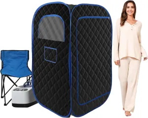 Portable Steam Sauna Tent with Remote Control and Chair, Home Spa with 3L Steamer, Black