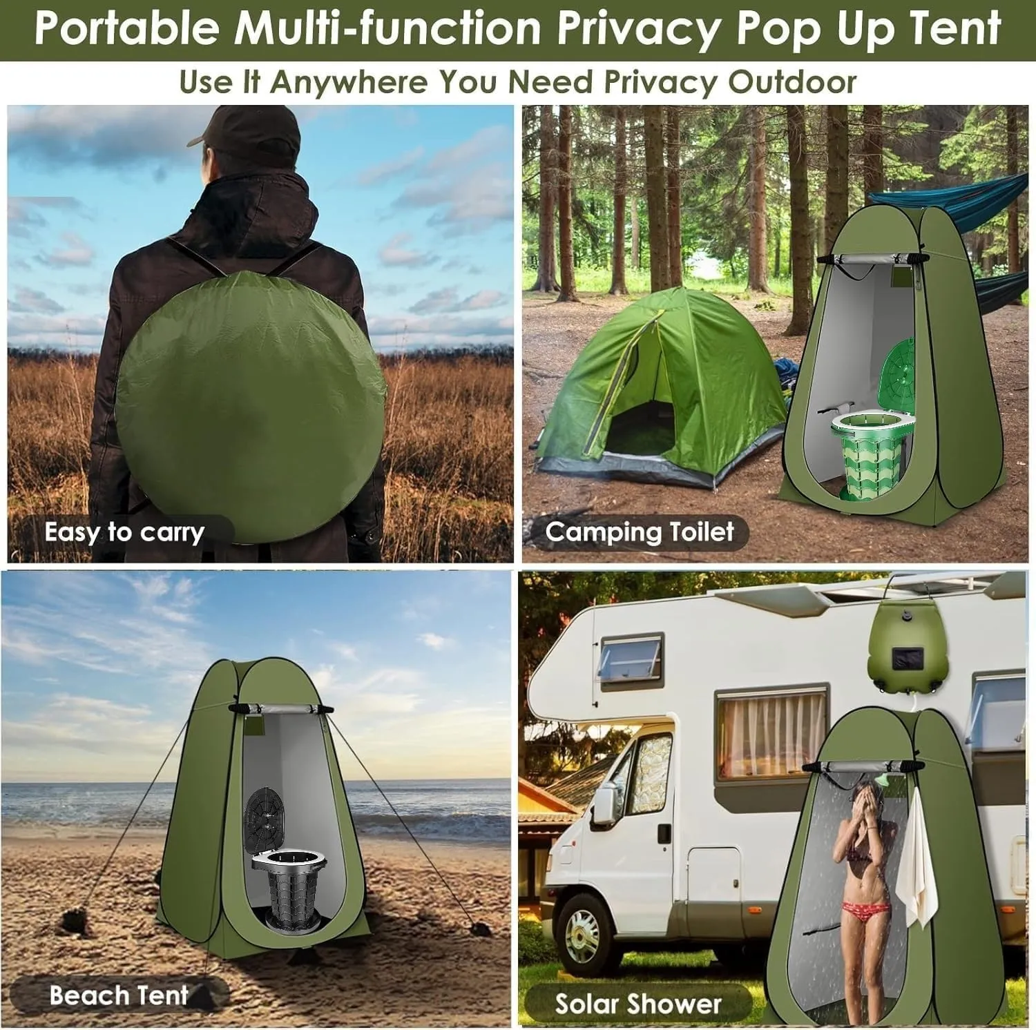 Portable Toilet for Camping and Privacy Pop-up Tent for Travel Changing Pop Up Potty Tents Outdoor Camping Toilet with 12 Bags