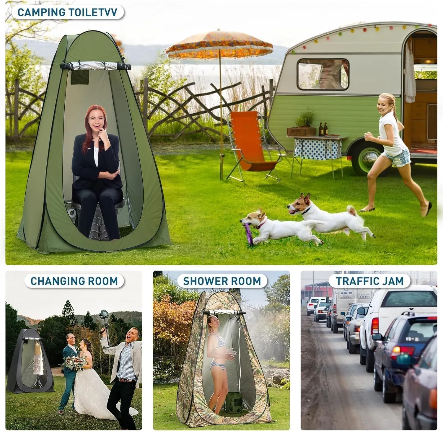 Portable Toilet for Camping and Privacy Pop-up Tent for Travel Changing Pop Up Potty Tents Outdoor Camping Toilet with 12 Bags