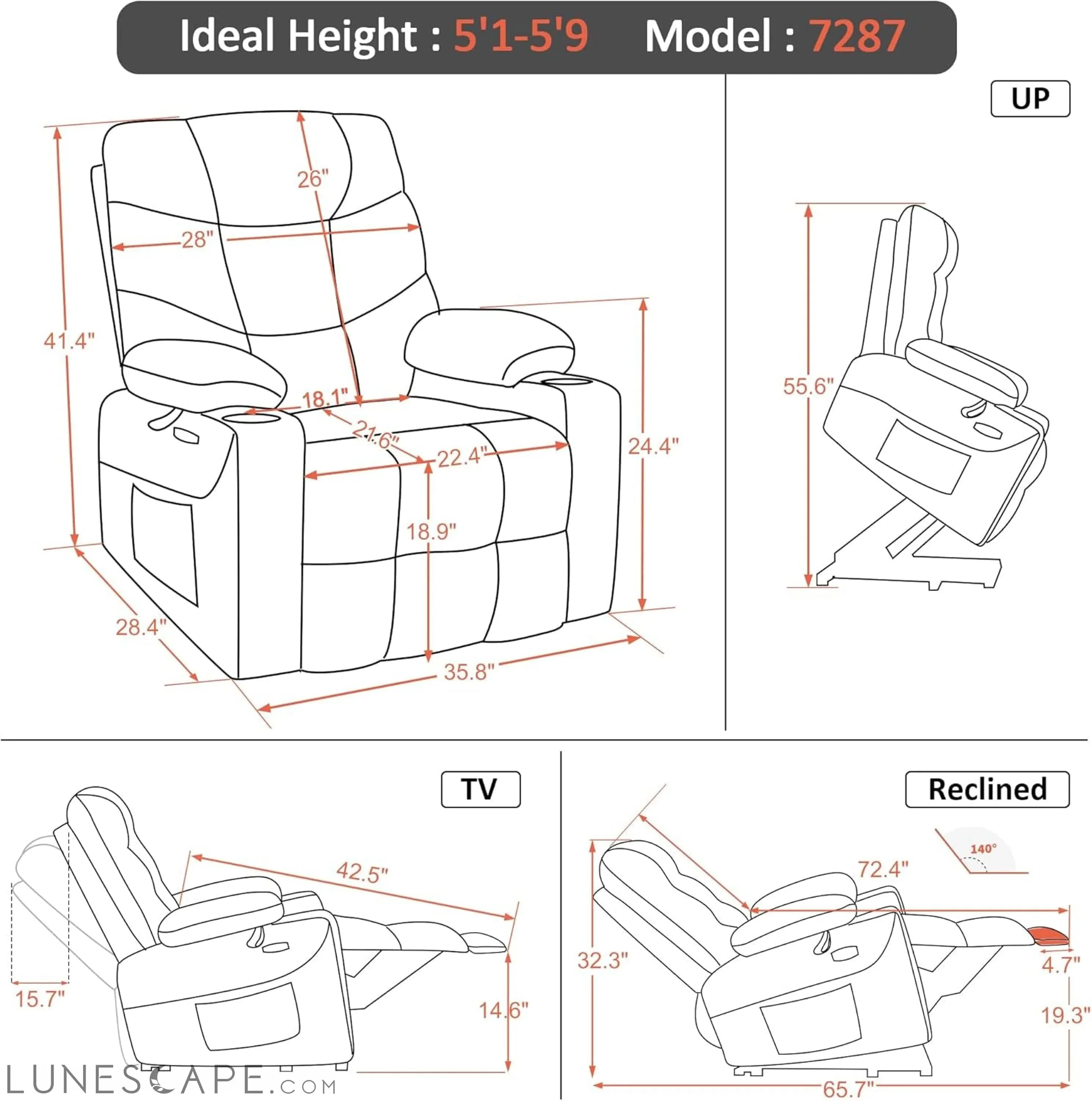 Power Lift Recliner Chair with Extended Footrest for Elderly People,