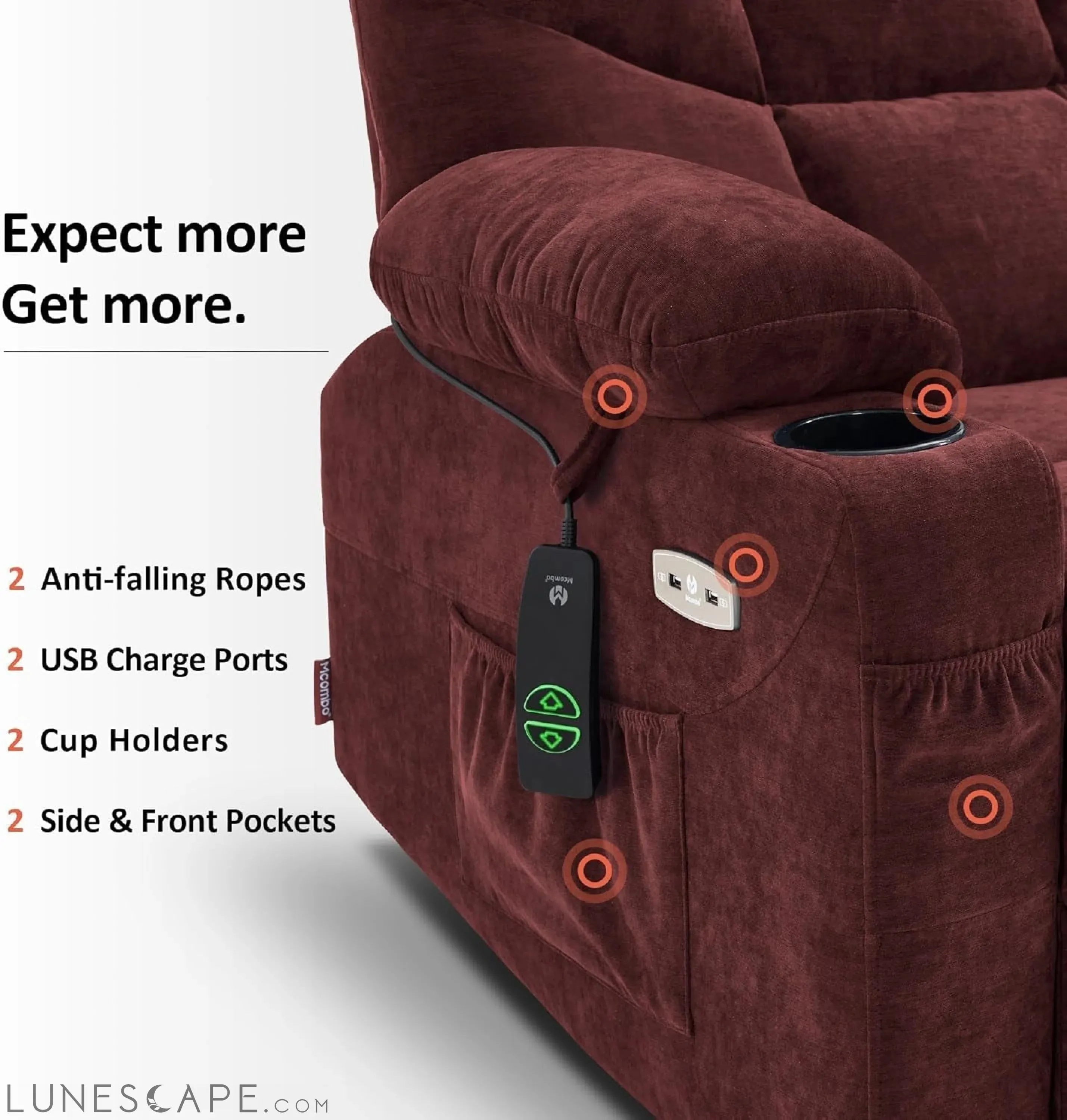 Power Lift Recliner Chair with Extended Footrest for Elderly People,