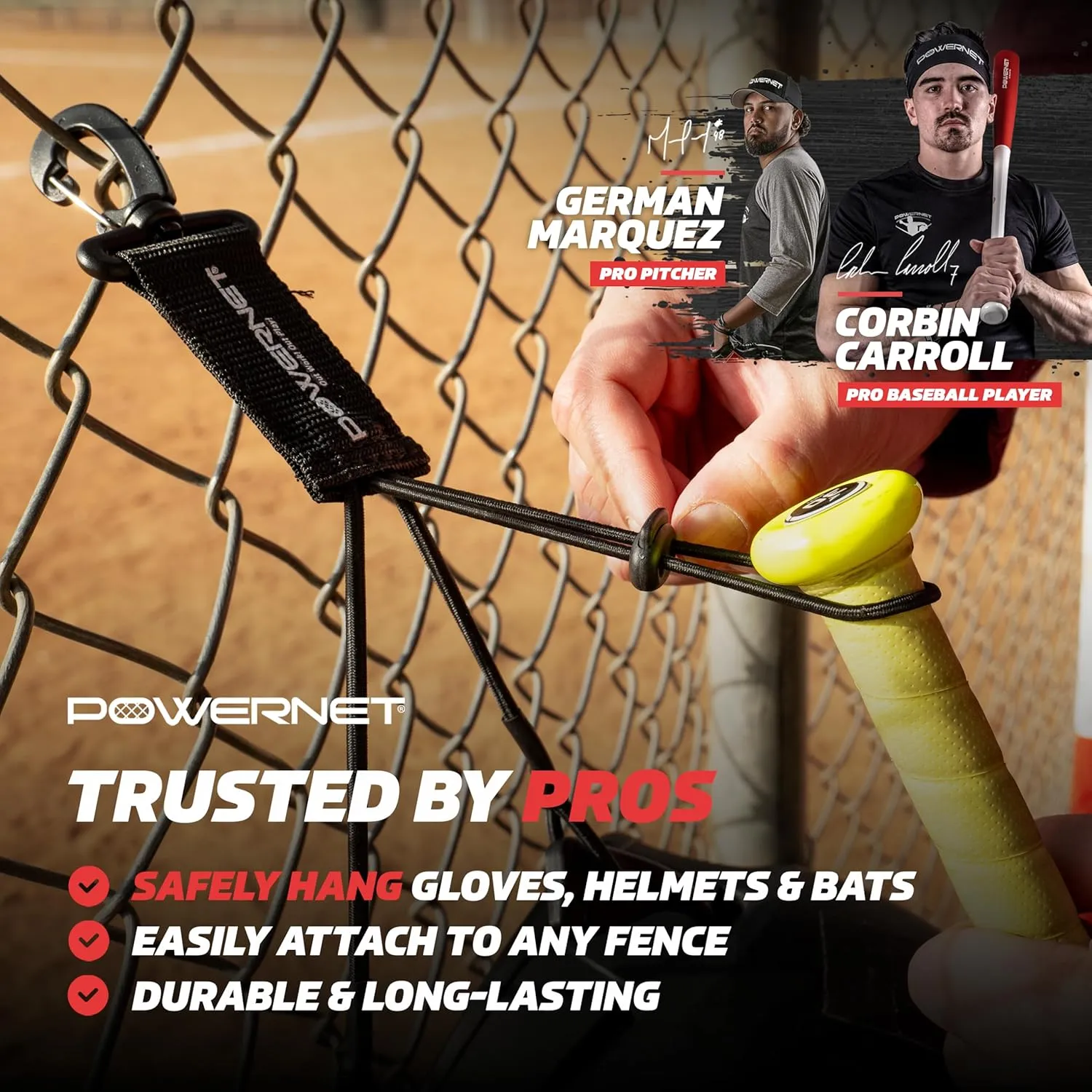 PowerNet Dugout Organizers, Softball & Baseball Bat Fence Rack, Multi-Clip Gear Hanger, Two Fence Hooks or Dugout Bundle, Baseball Coaching Accessories, Baseball Equipment Dugout Organizer with Hooks