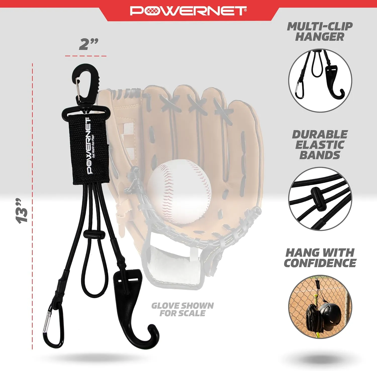 PowerNet Dugout Organizers, Softball & Baseball Bat Fence Rack, Multi-Clip Gear Hanger, Two Fence Hooks or Dugout Bundle, Baseball Coaching Accessories, Baseball Equipment Dugout Organizer with Hooks