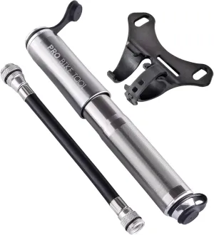 Pro Bike Tool Mini Bike Pump with Gauge - Presta and Schrader Valve Compatible Bicycle Tire Pump for Road, Mountain, and BMX Bikes - High-Pressure 100 Psi Bike Hand Pump with Frame Mount