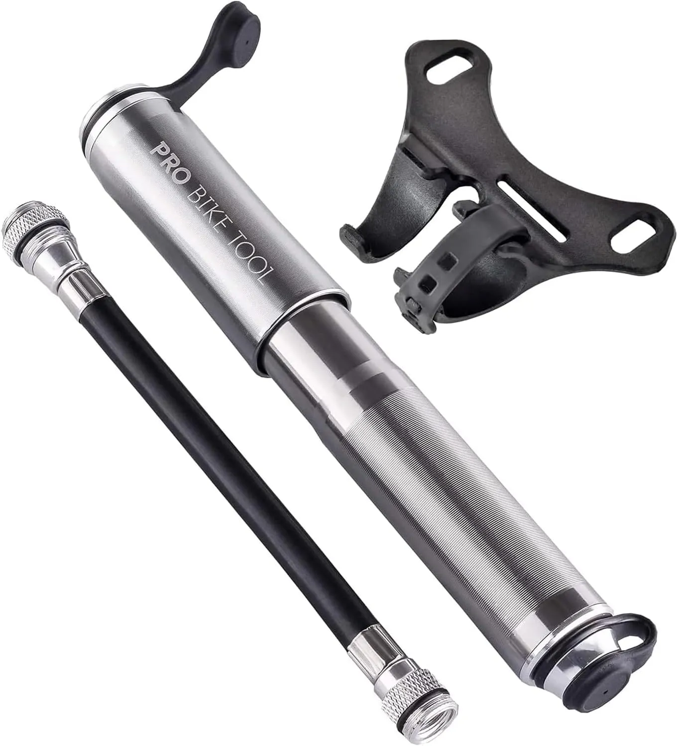 Pro Bike Tool Mini Bike Pump with Gauge - Presta and Schrader Valve Compatible Bicycle Tire Pump for Road, Mountain, and BMX Bikes - High-Pressure 100 Psi Bike Hand Pump with Frame Mount