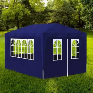 Provides Shelter for Outdoor Events, 10' x 13' Party Tent, Water-Resistant PE Material, Steel Frame, Blue