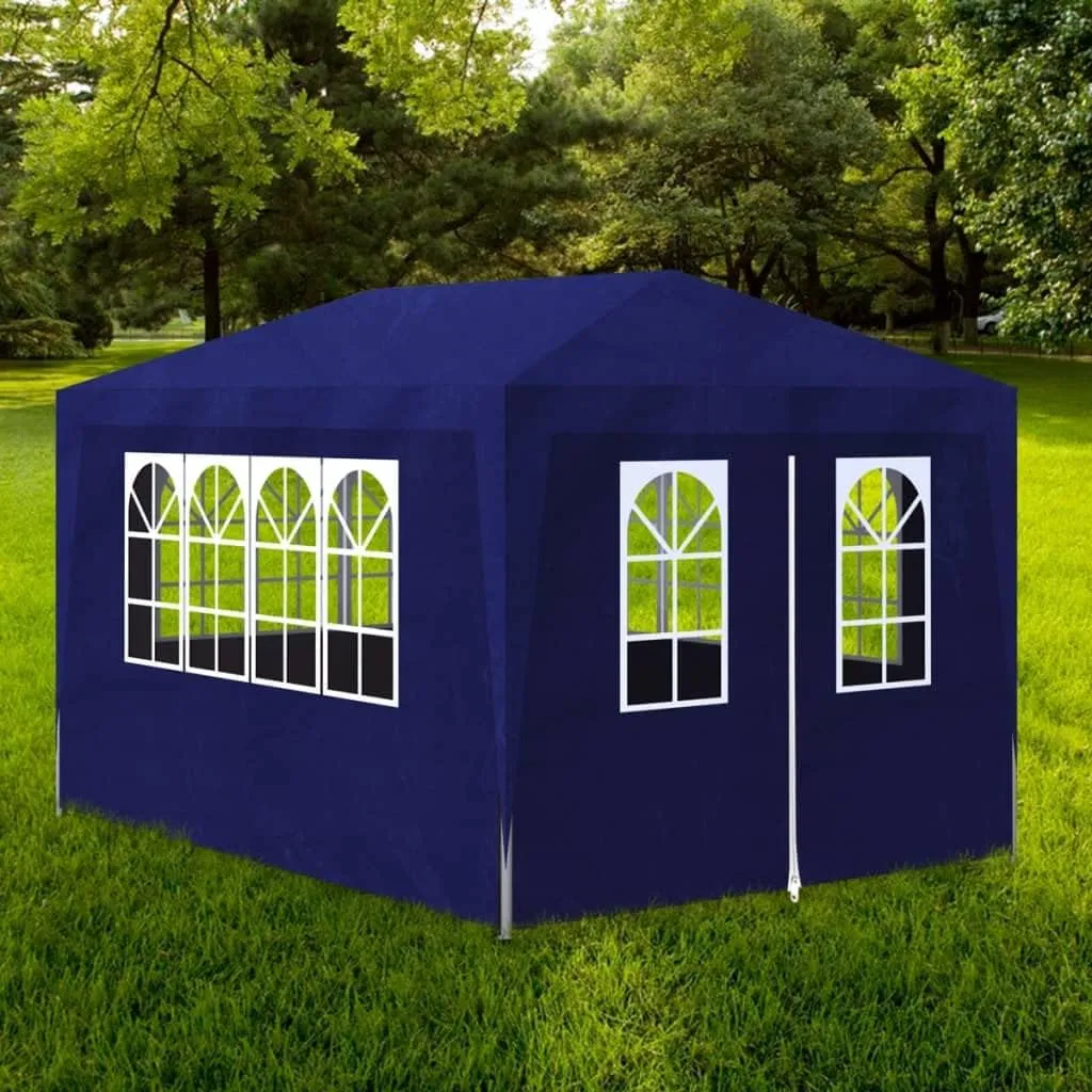 Provides Shelter for Outdoor Events, 10' x 13' Party Tent, Water-Resistant PE Material, Steel Frame, Blue