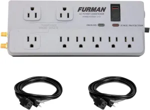 PST-2 6 Power Station Home Theater Power Conditioner with (2) Extension Cable (18 AWG, Black, 3') Bundle