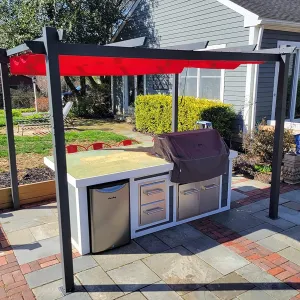 PURPLE LEAF 10' X 12' Outdoor Retractable Pergola with Sun Shade Canopy Patio Metal Shelter for Garden Porch Beach Pavilion Grill Gazebo Modern Yard Grape Trellis Pergola, Terra