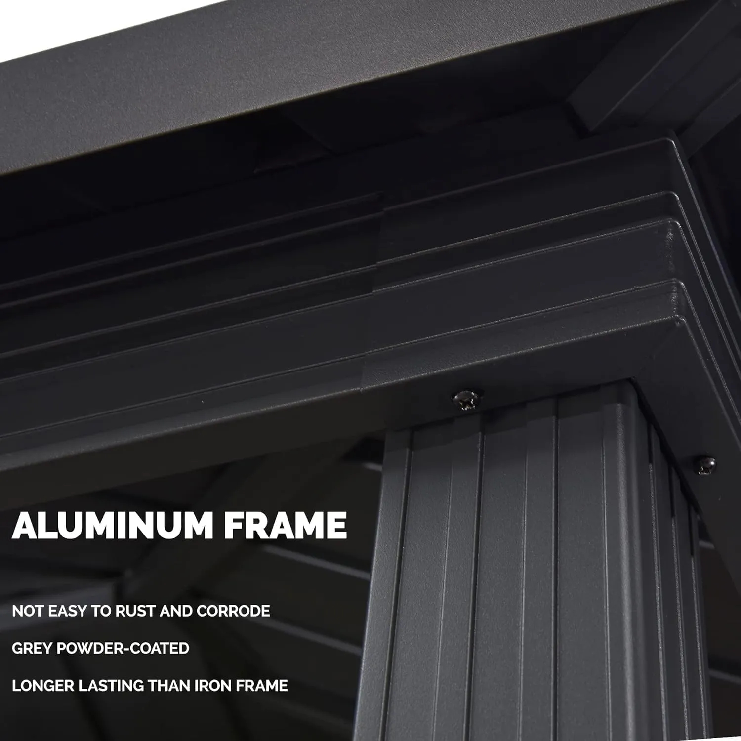 PURPLE LEAF 6' X 8' Hardtop Grill Gazebo for Patio Permanent Aluminum Barbeque Shelter Canopy with Ceiling Hook and Shelves Double Tiered Grey Outdoor BBQ Gazebo