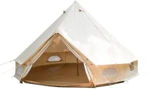 Pyramid Tent Yurt Tent Outdoor Family Camping Waterproof Bell Tent with Stove Hole Camping Pyramid Tent in Groundsheet, Camping, Glamping, Festival, Luxury Teepee, 300X300X200CM, Cotton Cloth