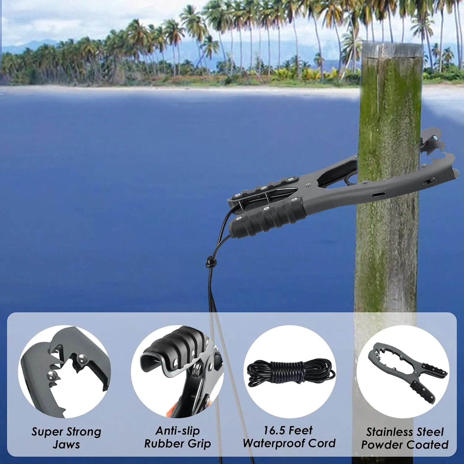 Qidoe Canoe Anchor Gripper, Kayak Anchor Grip with 16.5ft Paracord and Snap Hook Boat Gripper Brush Clamp Anchor with Teeth to Anchor Float, Canoe, Boat for Fishing Boating Camping Kayaking