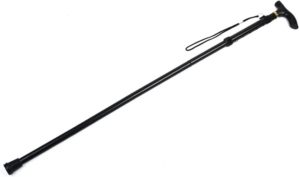Qtqgoitem Walking Stick, Adjustable Collapsible Extendable, Folding Cane 4 Sections Telescoping, Trekking Pole Black (Model: a71 4b5 7ae 28c b8a)