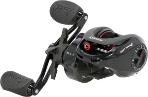Quantum Smoke Baitcast Fishing Reel, Size 100 Reel, Right-Hand Retrieve, Large EVA Handle Knobs and Continuous Anti-Reverse Clutch, 10 1 Bearings, 6.3:1 Gear Ratio, Black