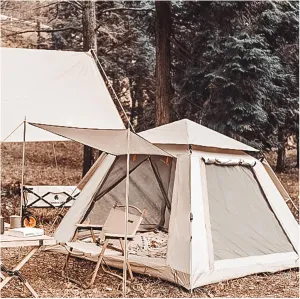 Quick Tent 4 People,Waterproof Family Tent with Living Area Practical Sturdy Utility Tents for Hiking Backpacking