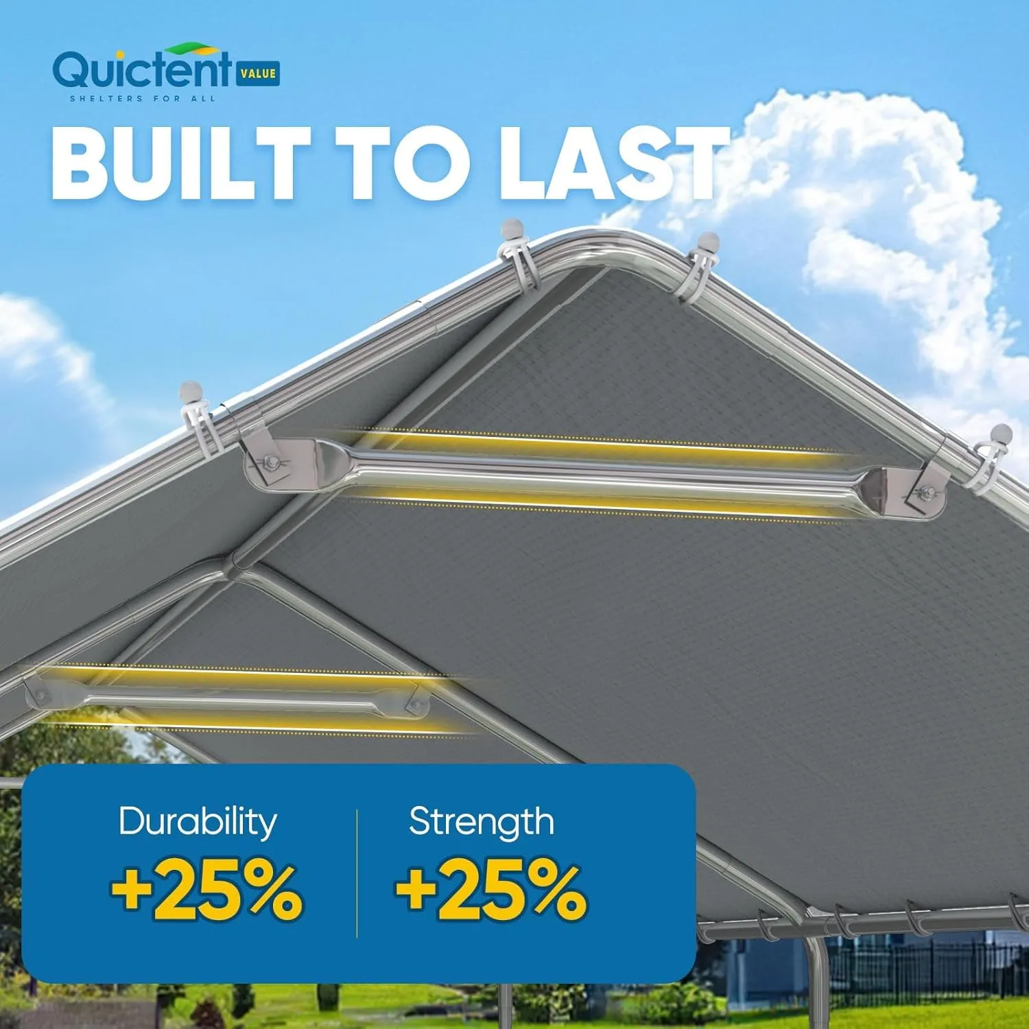 Quictent 10x20 ft Heavy Duty Carport Canopy Galvanized Car Tent Outdoor Garage Boat Shelter with Reinforced Structure, No Sidewall - Gray