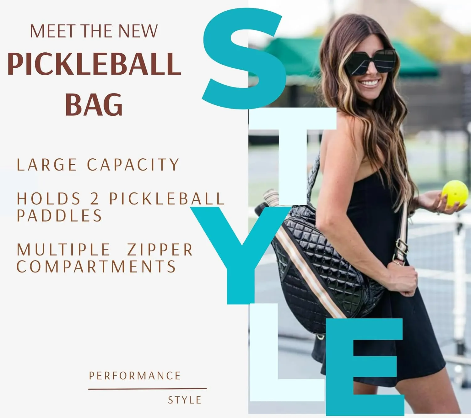 Quilted Pickleball Sling Bag, Crossbody Design with Reflective Stripe, Pickleball Puffer Bags for Women and Men, Pickleball Bags for Ladies